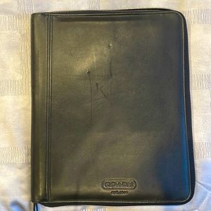Coach Zip Around Black Leather Portfolio Journal